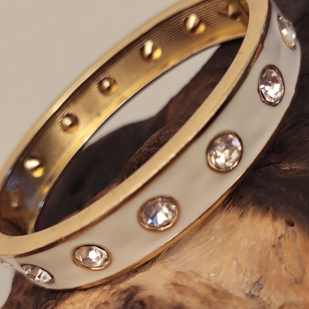 Oval Rhinestone Hinge Bangle Bracelet - Picture 3 of 8
